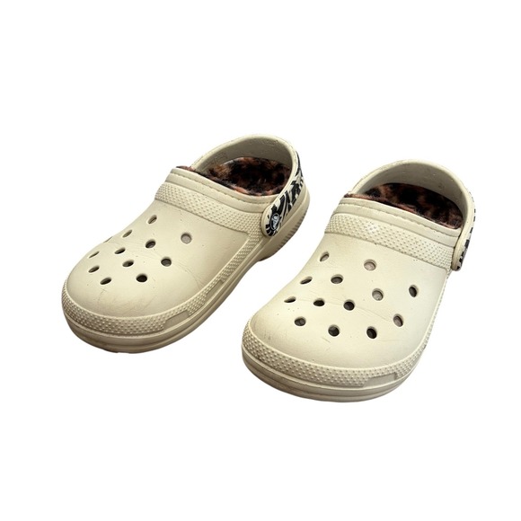 CROCS Shoes - Crocs Classic Clogs Bone Cheetah Fuzz Lined Womens 8 Mens 6 Unisex Slip On